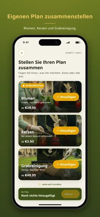 Oaza Mira App: eigenen Pflegeplan zusammenstellen