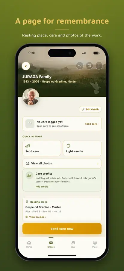 Oaza Mira app: grave overview