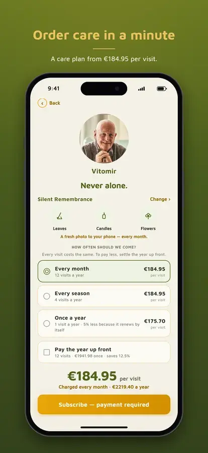 Oaza Mira app: ordering grave care