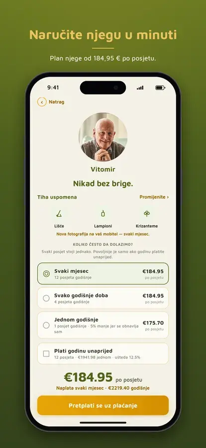 Aplikacija Oaza Mira: narudžba njege groba